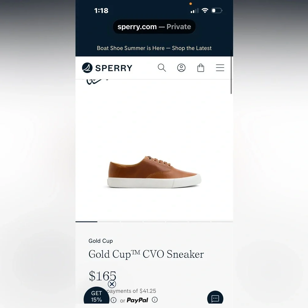 Sperry GOLD CUP 6 eye Sneaker Rich cognac Brown Leather CVO lace up Wave Siping